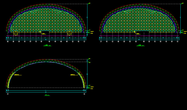 沅江跨度110米，拱高35_7米煤棚网架